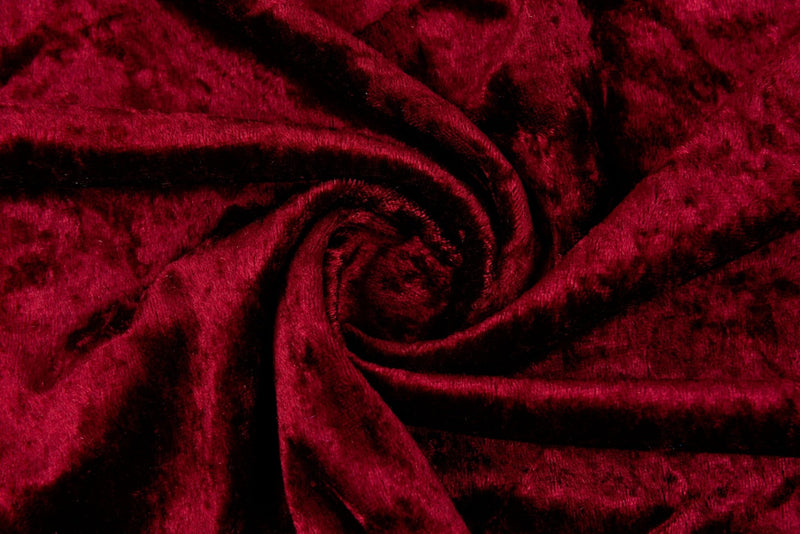 Crushed Velvet fabric, Panne Velour Fabric, 100% Polyester Velvet - G.k Fashion Fabrics Bordeaux - 045 / Price per Half Yard fabric