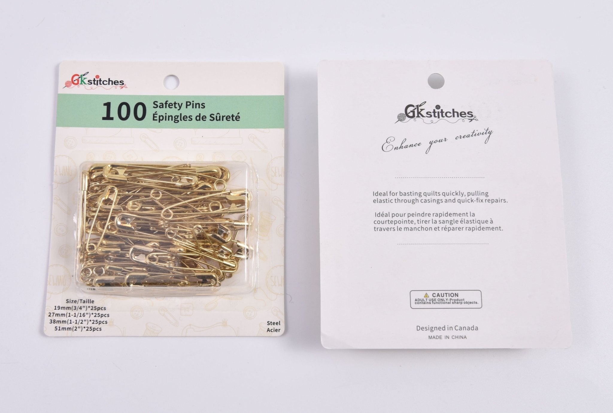 Safety Pins - 100 Pack (Assorted Sizes) – G.k Fashion Fabrics