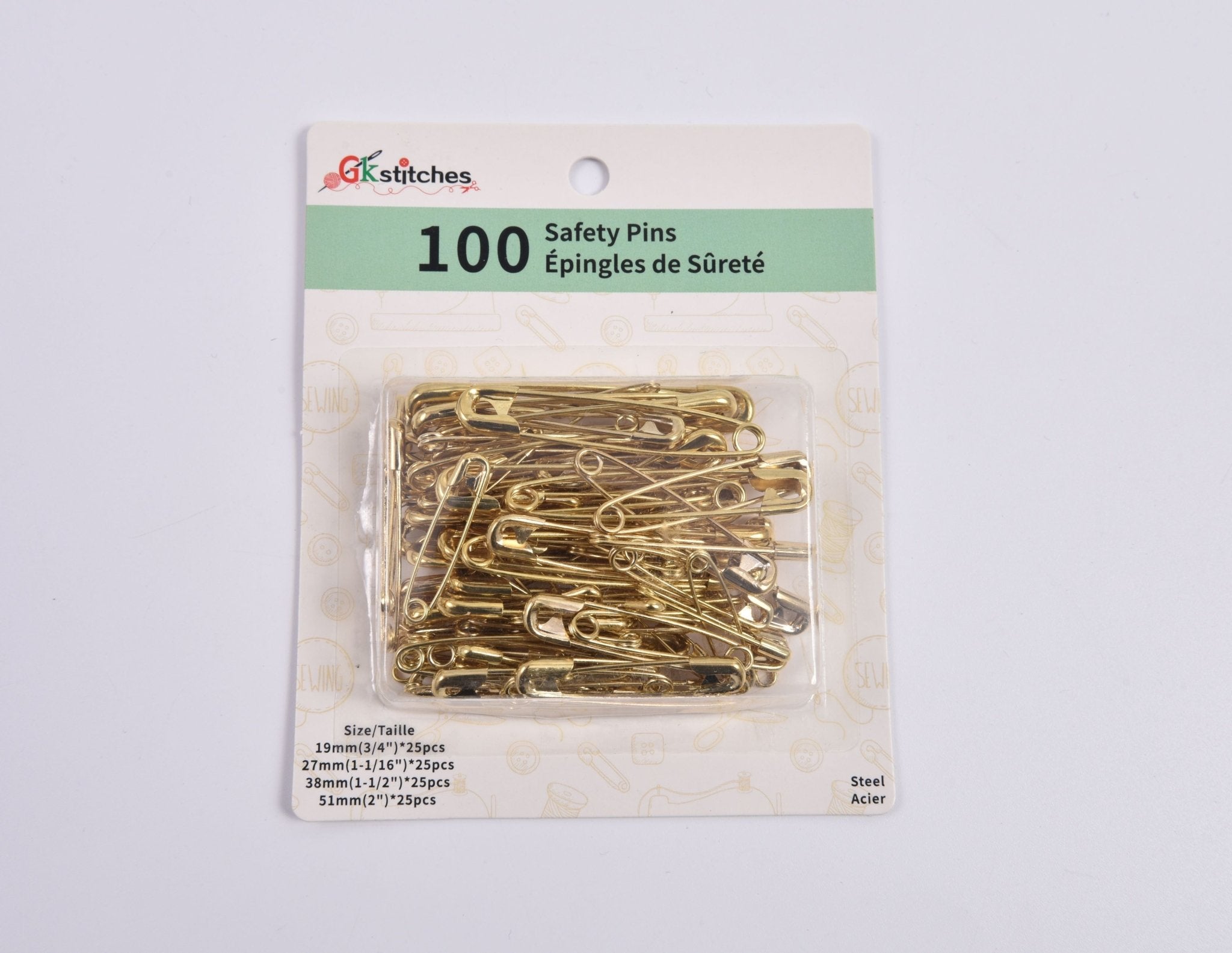 Safety Pins - 100 Pack (Assorted Sizes) – G.k Fashion Fabrics