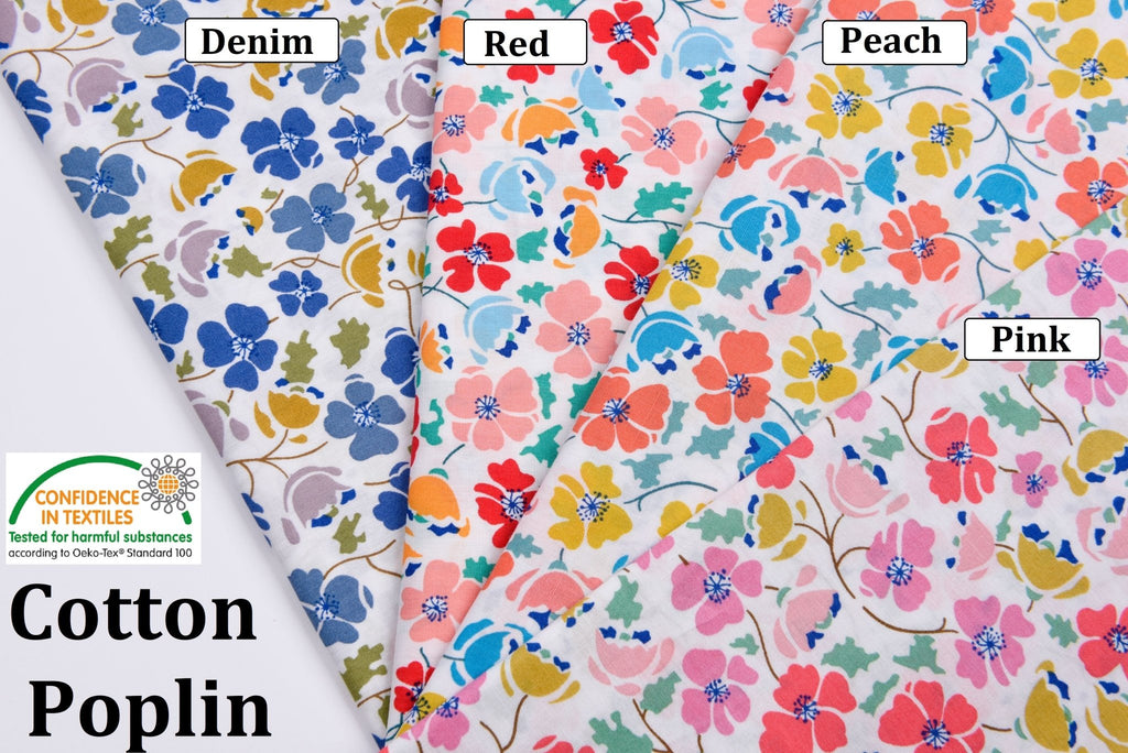 Cute Vintage Style Flowers Print - Washed 100% Cotton Poplin - 8099