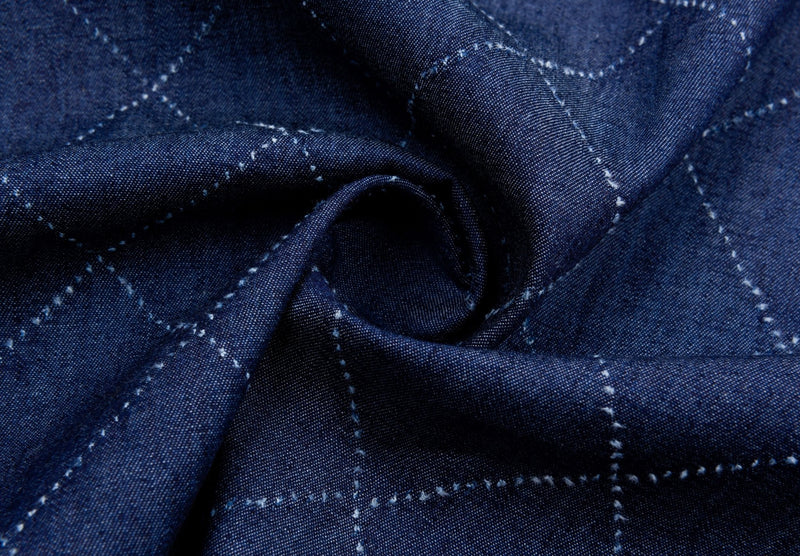 Denim Chambray Rhombus Embossed Fabric GH007 - G.k Fashion Fabrics denim