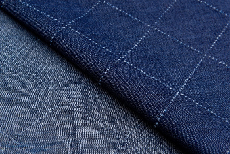 Denim Chambray Rhombus Embossed Fabric GH007 - G.k Fashion Fabrics denim