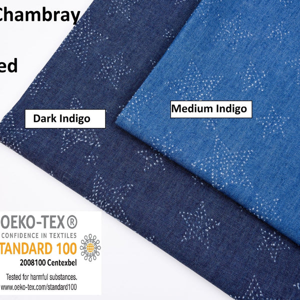 Denim Chambray Stars Embossed Fabric GH002 – G.k Fashion Fabrics