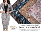 Designer Crochet stretchy blend tweed, Italian bouclette fabric - G.k Fashion Fabrics