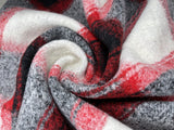 Designer Printed Red/Black Plaid Wool Fabric - G.k Fashion Fabrics fabric