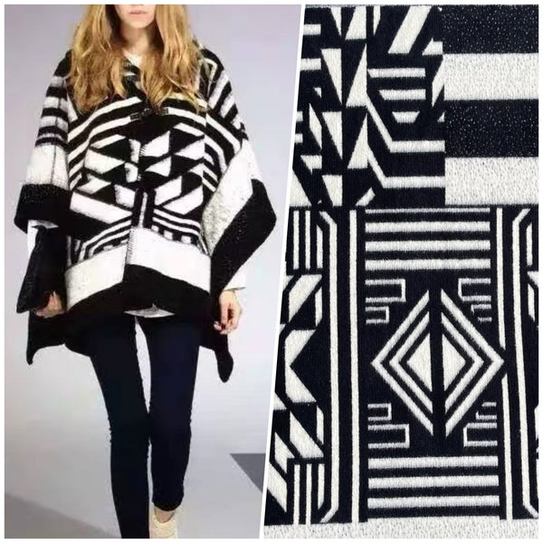 Designer Printed Geometrical Wool Fabric - G.k Fashion Fabrics fabric