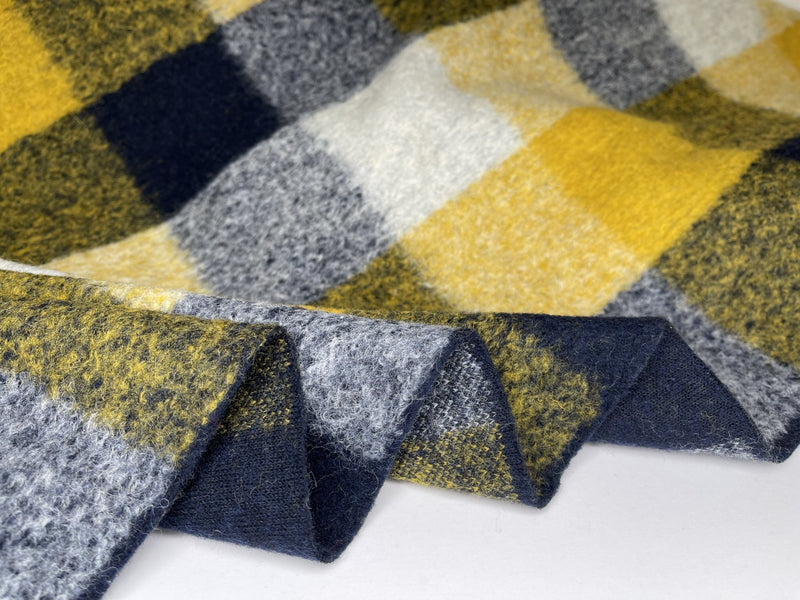 Designer Printed Yellow Checks Wool Fabric - G.k Fashion Fabrics fabric