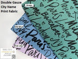 Double Gauze City Names Print Fabric - G.k Fashion Fabrics double gauze