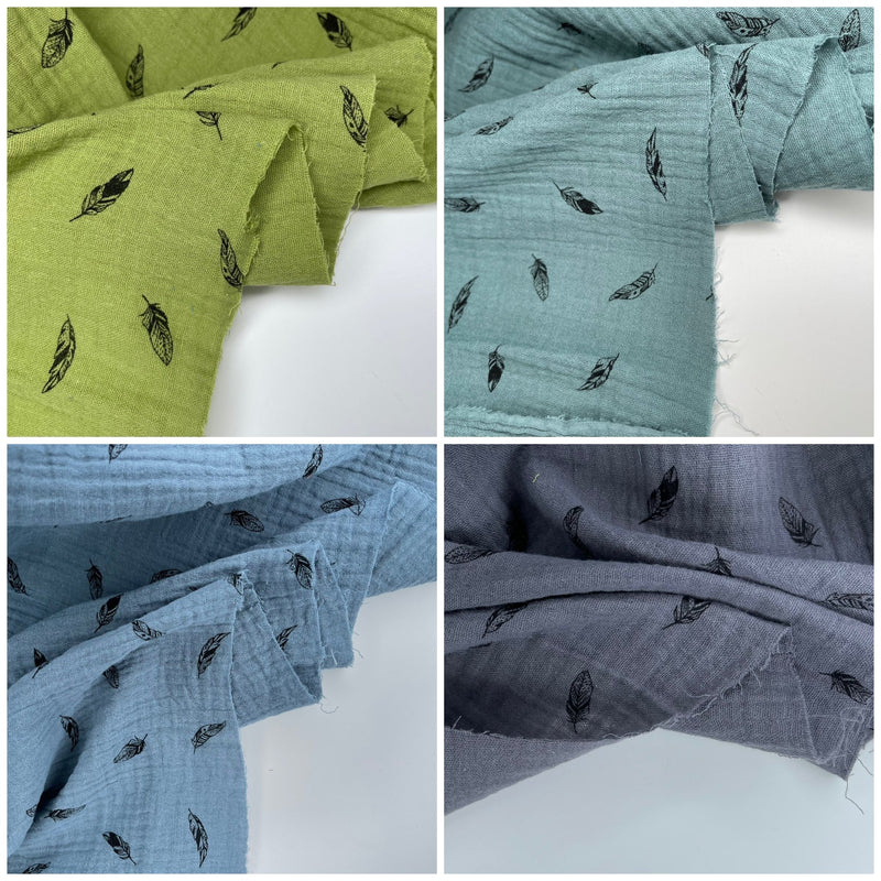 Double Gauze Feather Print - G.k Fashion Fabrics
