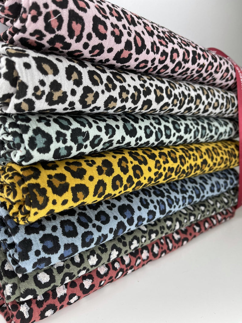 Ink-Matte-Black Velvet Leopard Printed Stretch Double Knit Fabric