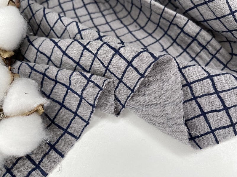 Double Layered Gauze Muslin Fabric With Checks Print - G.k Fashion Fabrics fabric