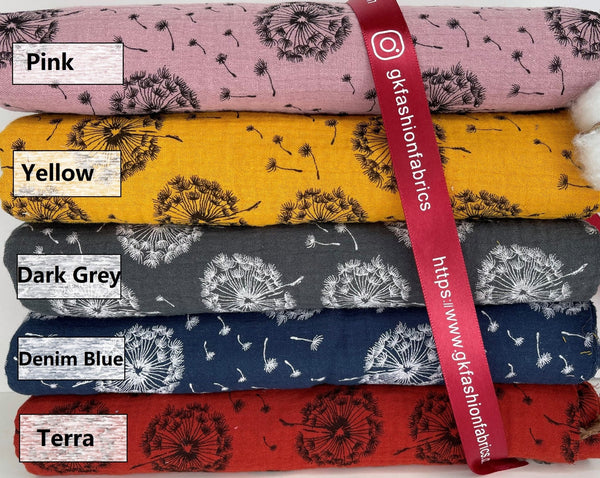 Double Layered Gauze Muslin Fabric With Dandelions Print – G.k Fashion  Fabrics