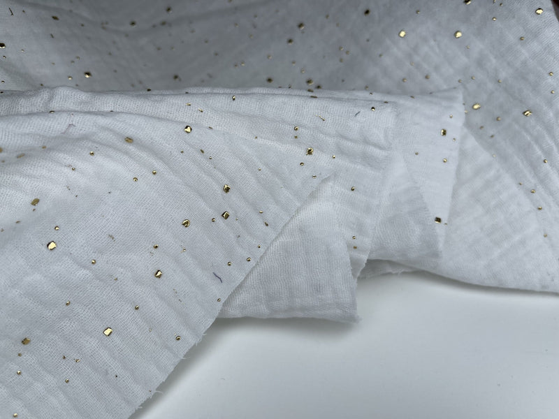 Double layered gauze muslin fabric with gold stone drops studs - G.k Fashion Fabrics