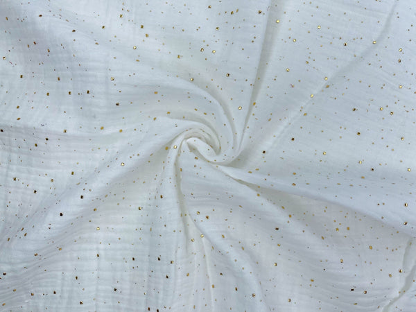 Double layered gauze muslin fabric with gold stone drops studs - G.k Fashion Fabrics
