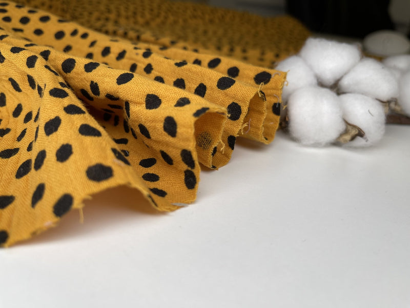 Double Layered Gauze Muslin Fabric With Irregular Polka Dots Print - G.k Fashion Fabrics fabric