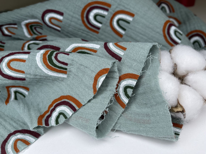 Double Layered Gauze Muslin Fabric With Rainbow Print - G.k Fashion Fabrics fabric
