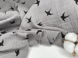 Double layered gauze muslin fabric with swallow print - G.k Fashion Fabrics fabric