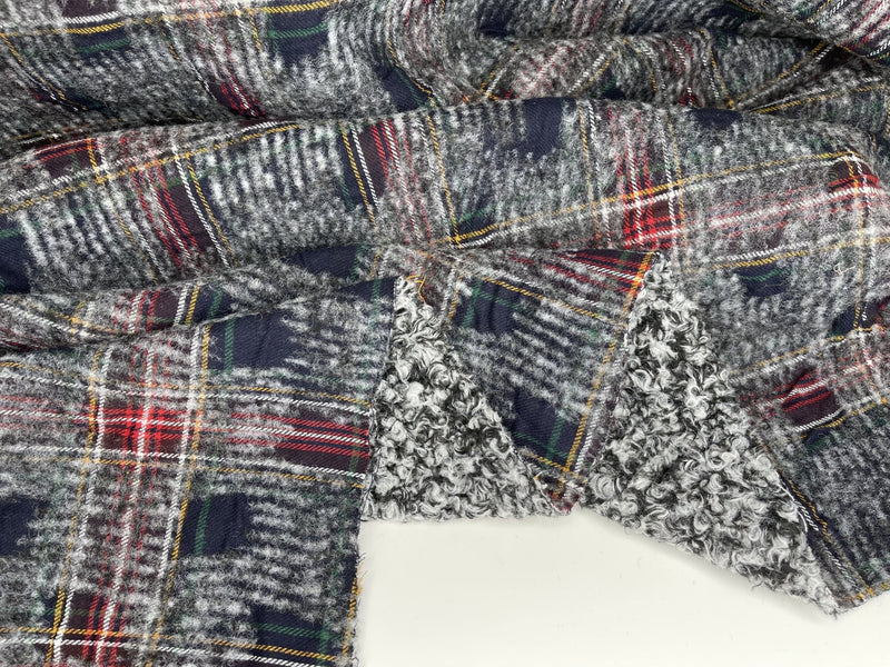 Double Sided Bonded Thick Woolen Blended Plaid Fabric - 6058 - G.k Fashion Fabrics