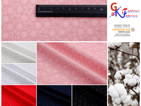 Dyed Pure 100% Cotton Eyelet Voil Embroidery Fabric - GK-27292 - G.k Fashion Fabrics