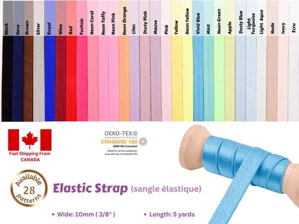 Elastic Strap (sangle élastique) / 5 Yards Pack, Bra Elastic Strap 10mm - G.k Fashion Fabrics