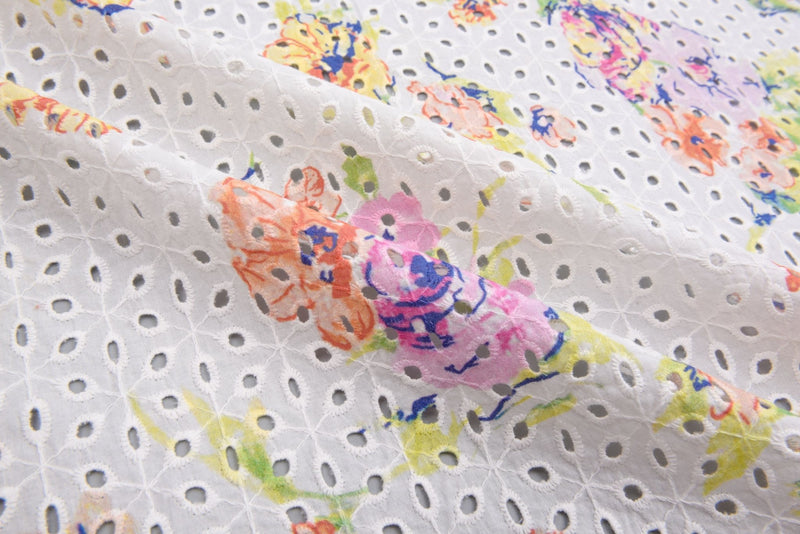 Eyelet Cotton Print Fabric - G.k Fashion Fabrics