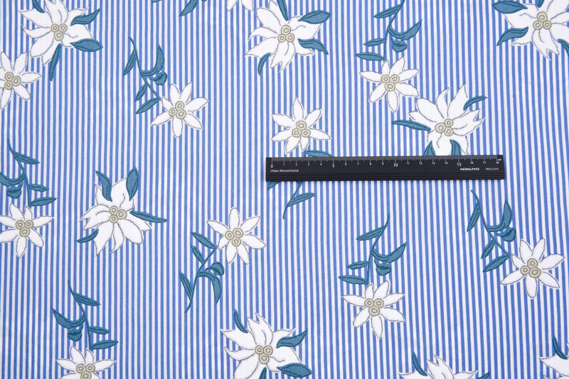 Floral Stripes - Washed 100% Cotton Poplin - 3098 - G.k Fashion Fabrics cotton poplin