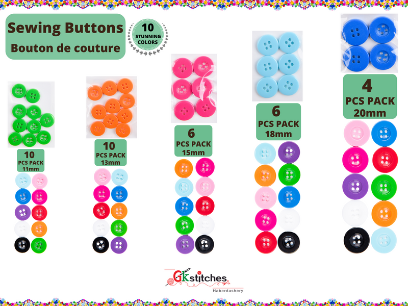 One Color Four Hole Buttons Pack - G.k Fashion Fabrics Haberdashery