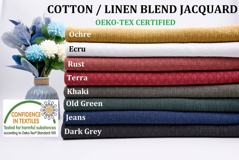 GEOMETRICALY TEXTURED COTTON / LINEN BLEND JACQUARD - G.k Fashion Fabrics jacquard