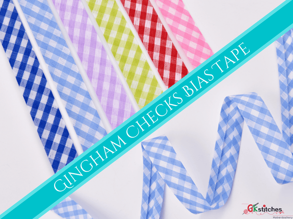 Gingham Checks Ribbon Bias Tape - G.k Fashion Fabrics