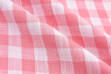 Gingham Checks Washed Viscose Linen Fabric - GK 6600 - G.k Fashion Fabrics Pink / Price per Half Yard fabric