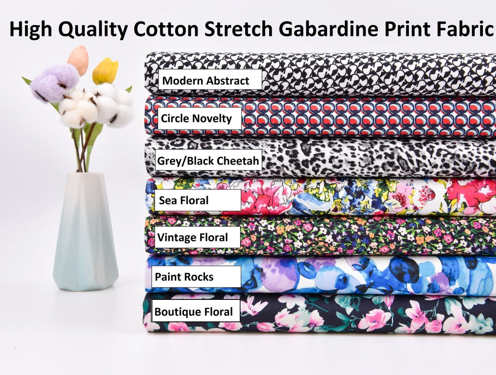 High Quality Cotton Stretch Gabardine Print Fabric