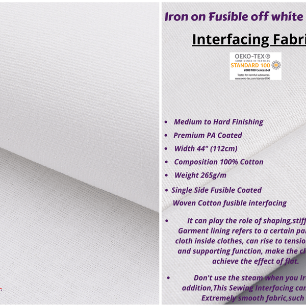Iron on Fusible Off-White Cotton Interfacing fabric – G.k Fashion