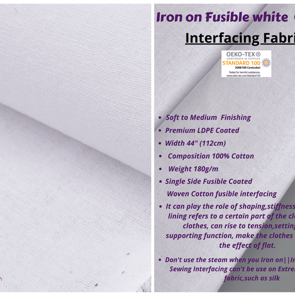 Iron on Non Woven White Interfacing Fabric 