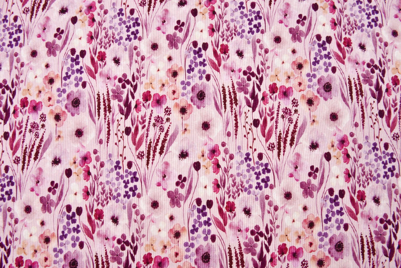 Jersey Spandex Rib Digital Aquarelle Print - 5075 - G.k Fashion Fabrics Lilac - 1813 / Price per Half Yard fabric