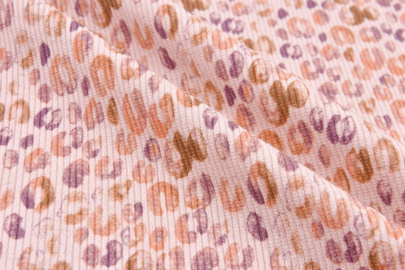Jersey Spandex Rib Digital Leopard Print - 5074 - G.k Fashion Fabrics Old Rose - 1611 / Price per Half Yard fabric