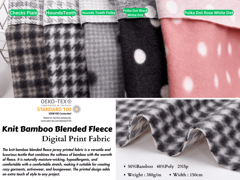 Knit Bamboo Blended Fleece Fabric Digital Print Fabric G.k