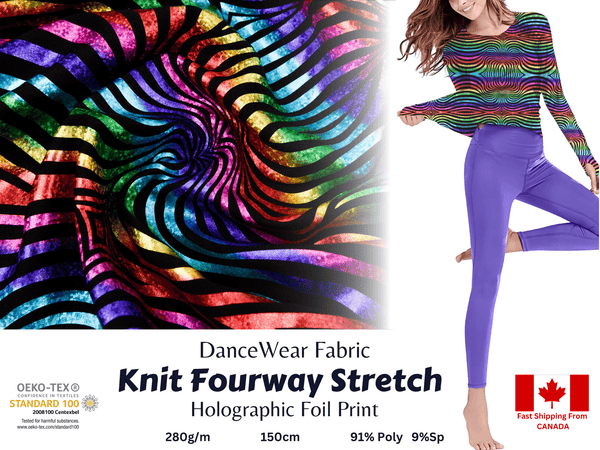 Knit Fourway Stretch Holographic Foil Print Dancewear Fabric - G.k Fashion Fabrics