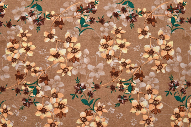 Linen Cotton Blend Boutique floral Print- Design -11 - G.k Fashion Fabrics