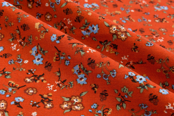 Linen Cotton Blend Classic floral Print - Design -10 - G.k Fashion Fabrics Spicy Orange - 70 / Price per Half Yard linen