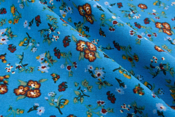 Linen Cotton Blend Classic floral Print - Design -10 - G.k Fashion Fabrics Turquoise - 41 / Price per Half Yard linen