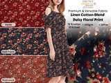 Linen Cotton Blend Daisy Floral Print - Design - 12 - G.k Fashion Fabrics