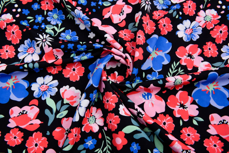 Midnight Bloom Print Nylon Swimwear Fabric -WHY543A