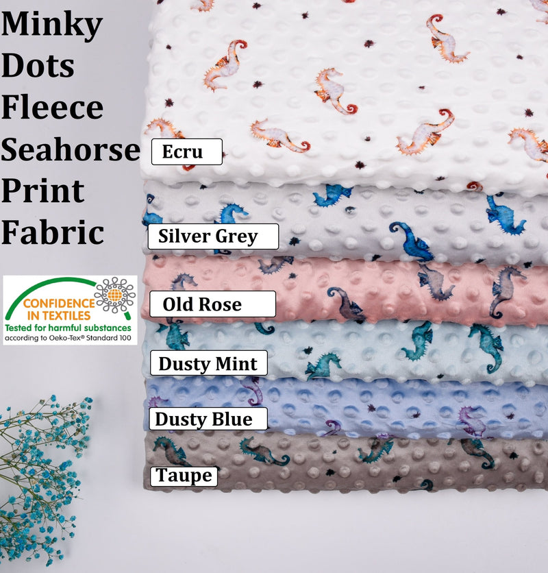 Minky Dots Fleece Seahorses Print Fabric - S1055 - G.k Fashion Fabrics minky