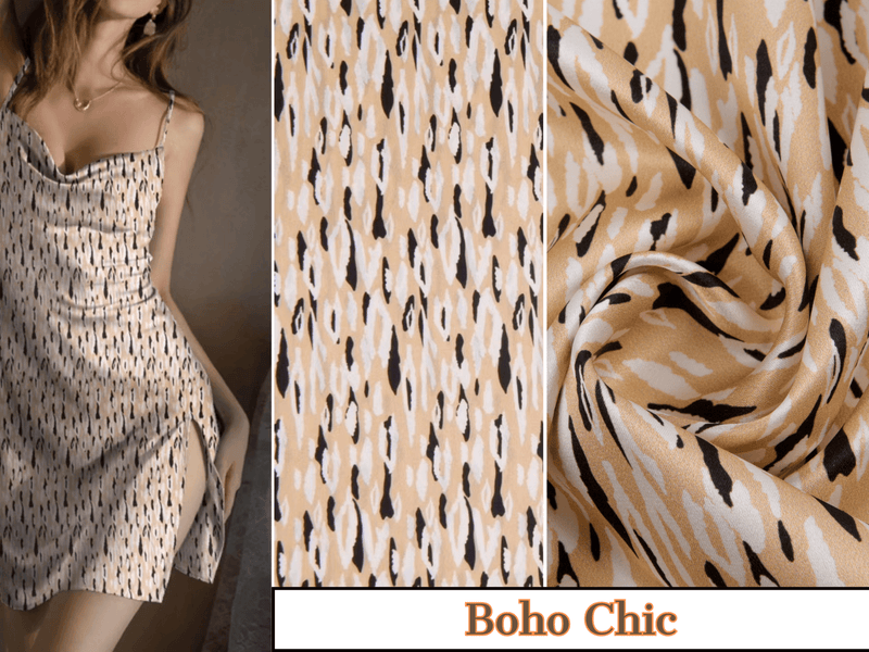 New Original 100% Silk Print Stretch Silk Fabric, 19 Momme Mulberry Silk Fabric.100% CRUELTY-FREE SILK Fashion Apparel width 48 inch - G.k Fashion Fabrics Boho Chic / Price per Half Yard Silk