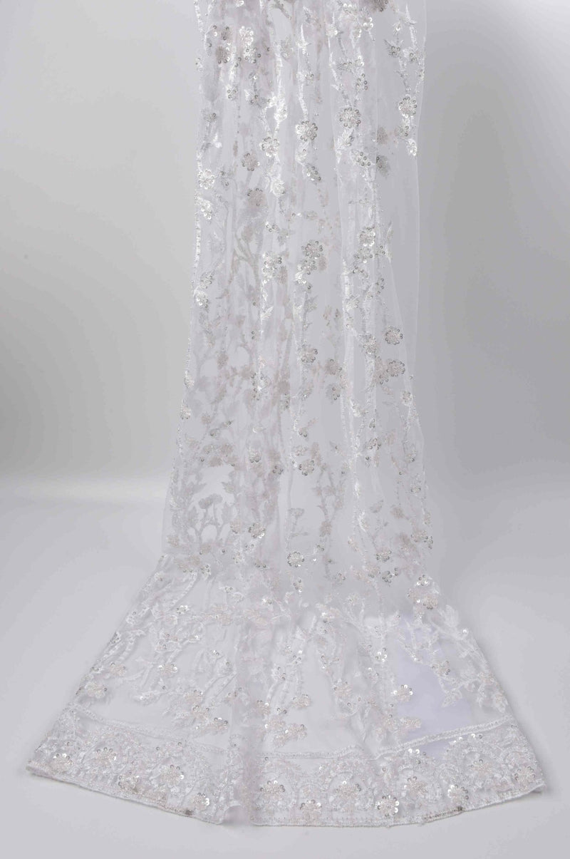 Nylon Mesh Bridal Wear fleur de Amour Embroidery Fabric- GK 6648/22 - BTK - 202207-2 - G.k Fashion Fabrics