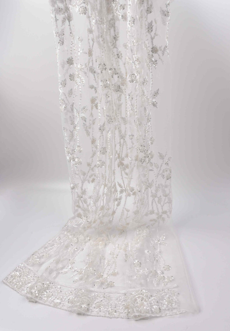 Nylon Mesh Bridal Wear fleur de Amour Embroidery Fabric- GK 6648/22 - BTK - 202207-2 - G.k Fashion Fabrics