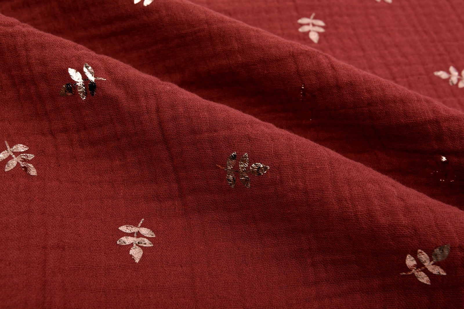 Natural Cotton Gauze With Copper Leaves – G.k Fashion Fabrics