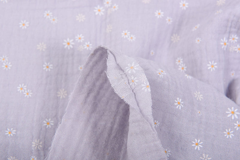 Organic Double Gauze Daisy Print Muslin Fabric - G.k Fashion Fabrics
