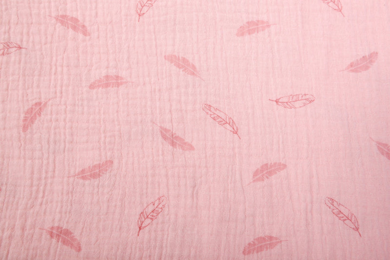 Organic Double Gauze Feather Print Muslin Fabric - G.k Fashion Fabrics