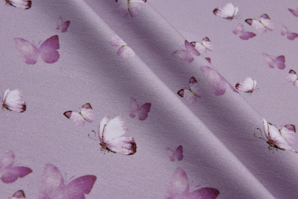 Organic Knit Cotton Spandex Jersey Butterfly Digital Print Fabric - 5081 - G.k Fashion Fabrics Lilac - 1842 / Price per Half Yard jersey